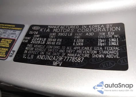 2015 Kia Soul из США, поврежденный, VIN KNDJN2A29F7778587